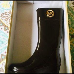 Michael Kors Women’s Tall Rain-boots Brown/Gold